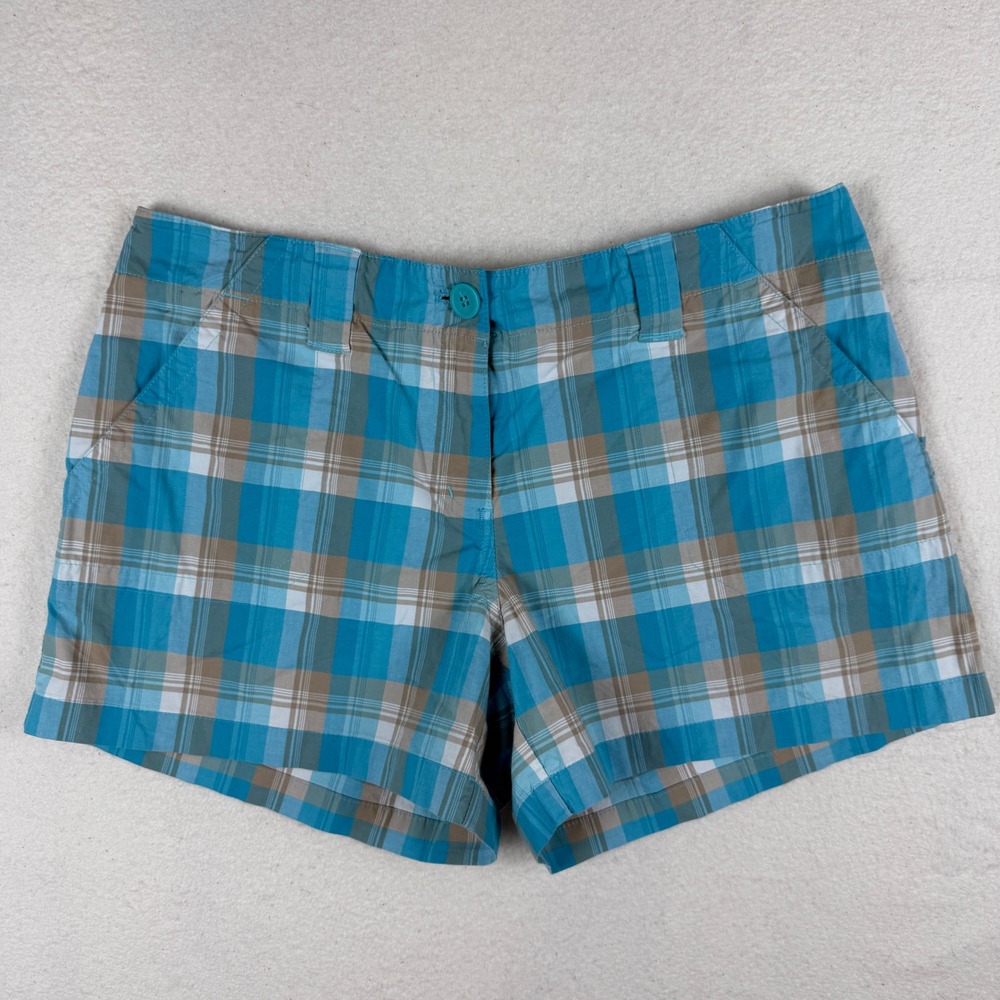 New York & Company‎ Manhattan Chino Plaid Shorts Blue Brown Size 10